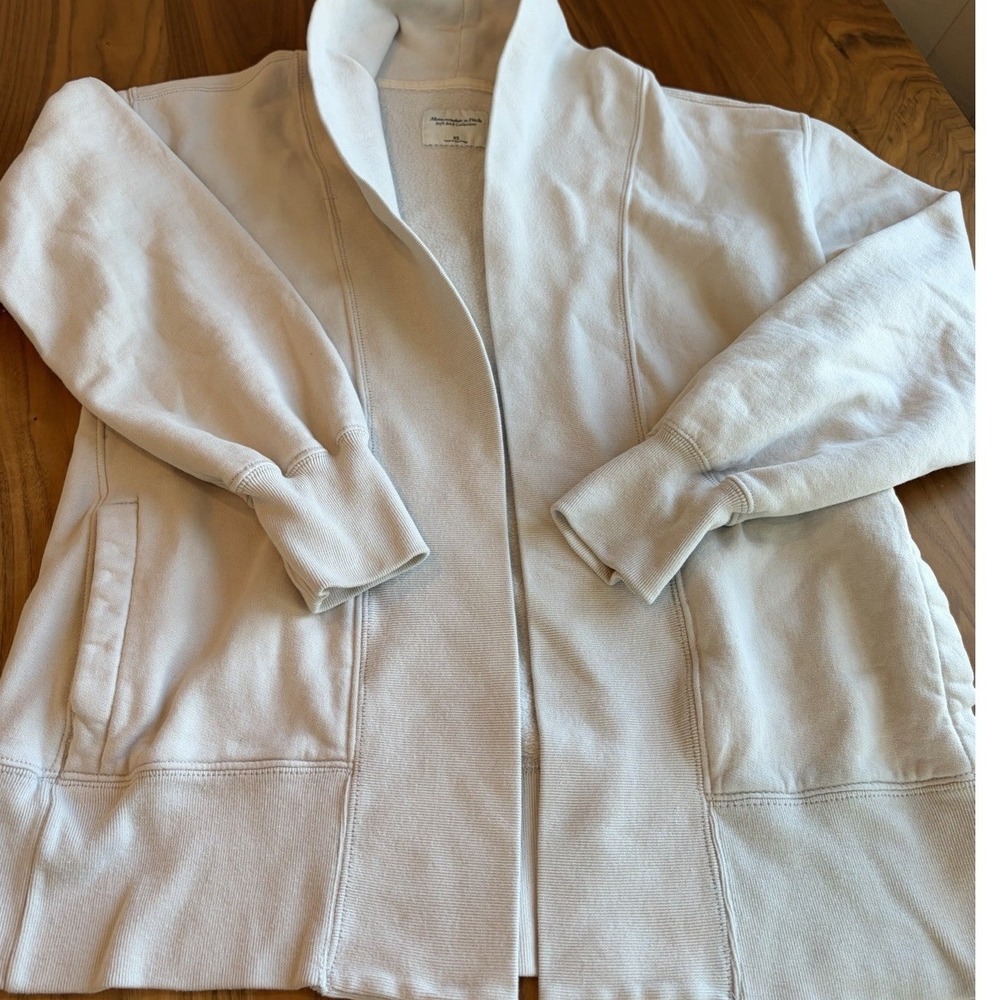 Abercrombie & Fitch Cream Open-Front Cardigan Sweater